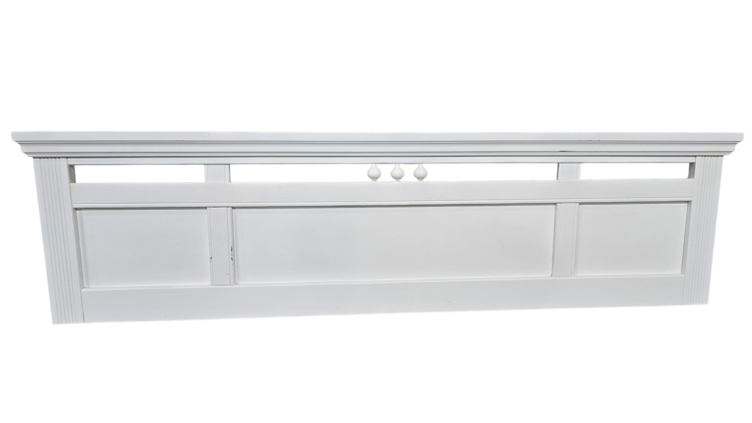 SHL front view of white wood headboard measuring 81.5 x 22 inches