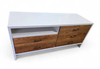 SHL-wood-castle-5-drawer-dresser-angled-view-bedroom-storage