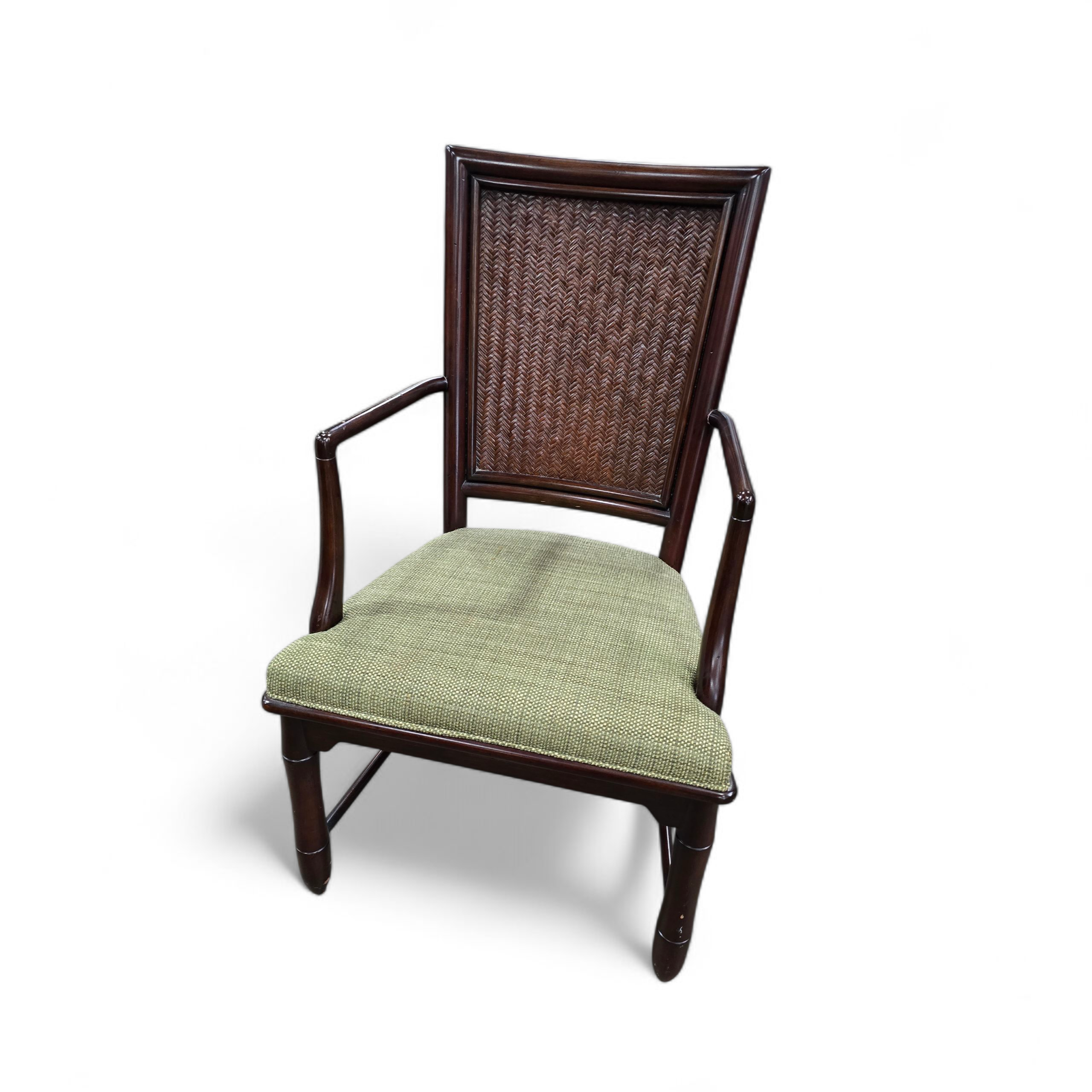 SHL woven cane back dining chair front view, used and in good condition