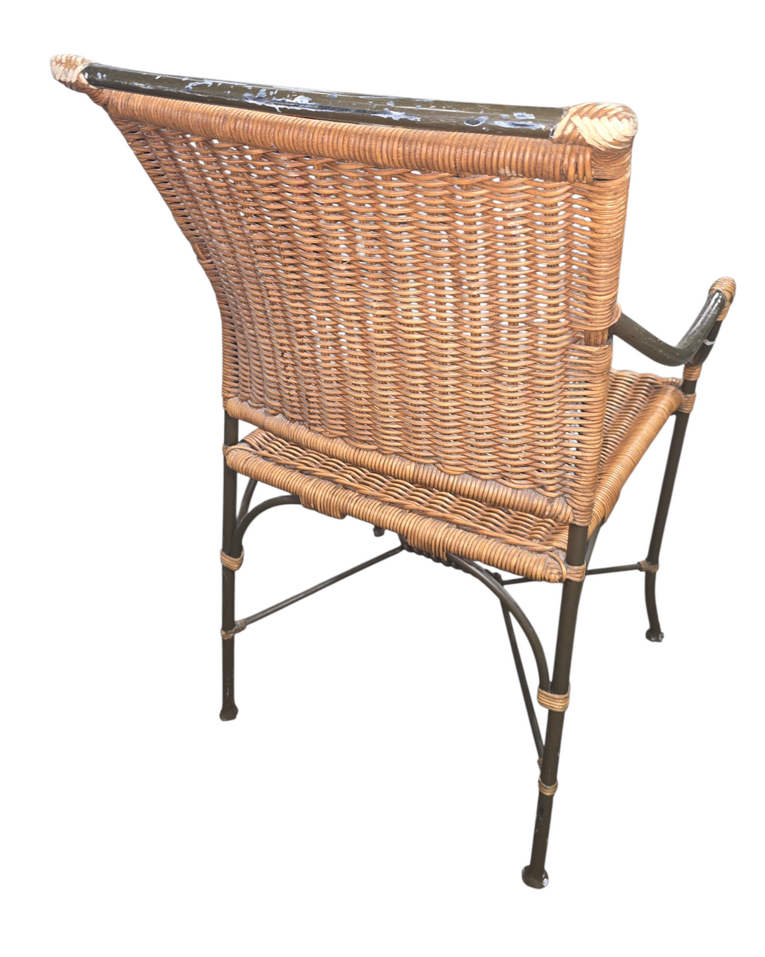 Close-up of woven rattan seat and back detail
