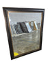 SHL dark wood framed wall mirror 31.5 x 39.5 with bronze accent trim front view used in good condition