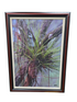 SHL framed botanical nature wall art with dark wood frame featuring greenery and tree branches measuring 24 1/4 x 29 3/4 used in good condition