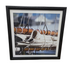 SHL framed nautical sailboat wall art featuring sailboat rigging and canvas sails with textured black frame measuring 30 x 30 used in good condition