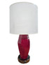 SHL modern red geometric table lamp with faceted base and white drum shade used in good condition