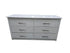 SHL white six drawer dresser measuring 60 x 19.5 x 30 inches with brushed nickel hardware front view