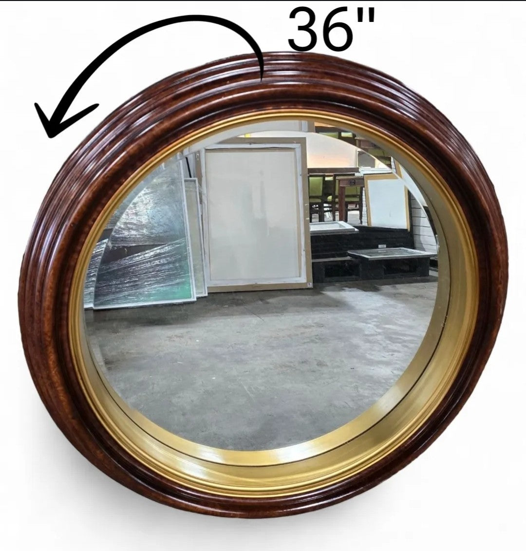 36&quot; Round Mirror- Brown