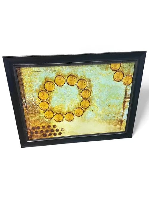 46.5 X 35 Orange Circle Rustic Art