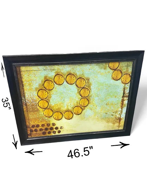 46.5 X 35 Orange Circle Rustic Art