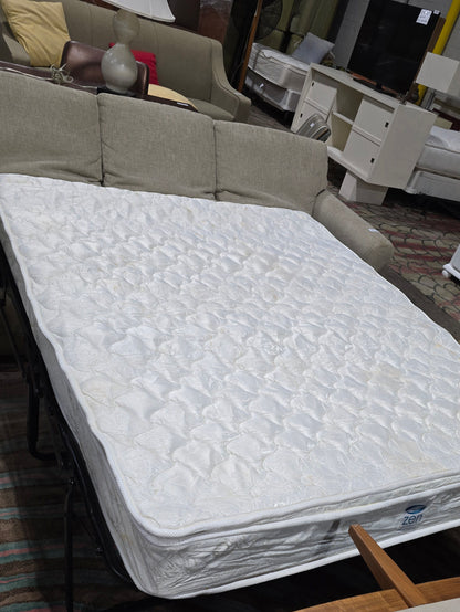 Zen queen mattress in the beige sleeper sofa
