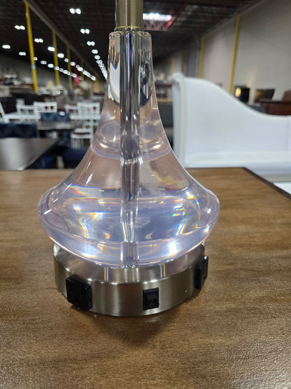 Clear Acrylic Table Lamp w/ Dual Power Outlets