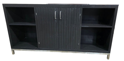 Black credenza with granite top, 70 x 18 x 36.5, pre-owned hotel furniture SHL Cartersville GA serving Northwest Georgia.