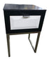 Black granite top nightstand with one drawer and silver base, 18W x 16D x 28H, available at Southern Hospitality Liquidation Cartersville GA