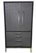 Black and grey storage cabinet, 43 x 22 x 80.5, pre-owned hotel furniture from SHL Cartersville GA serving Northwest Georgia.