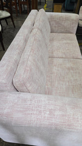 Blush pink queen sleeper sofa, 80W x 36D, available at Southern Hospitality Liquidation in Cartersville GA