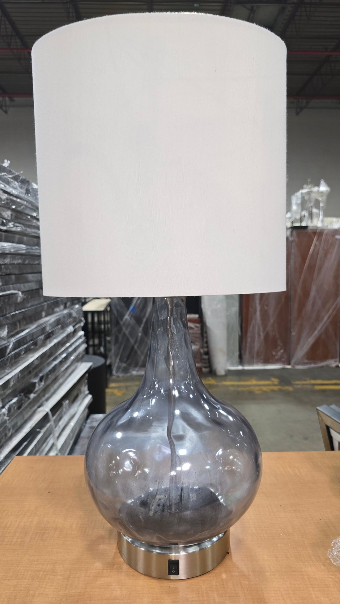 Blue Curved Glass Lamp