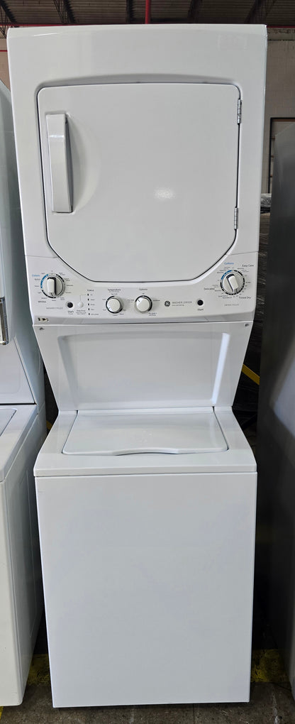 Compact GE stacked washer dryer combo, 2018 Spacemaker with automatic water sensing, used