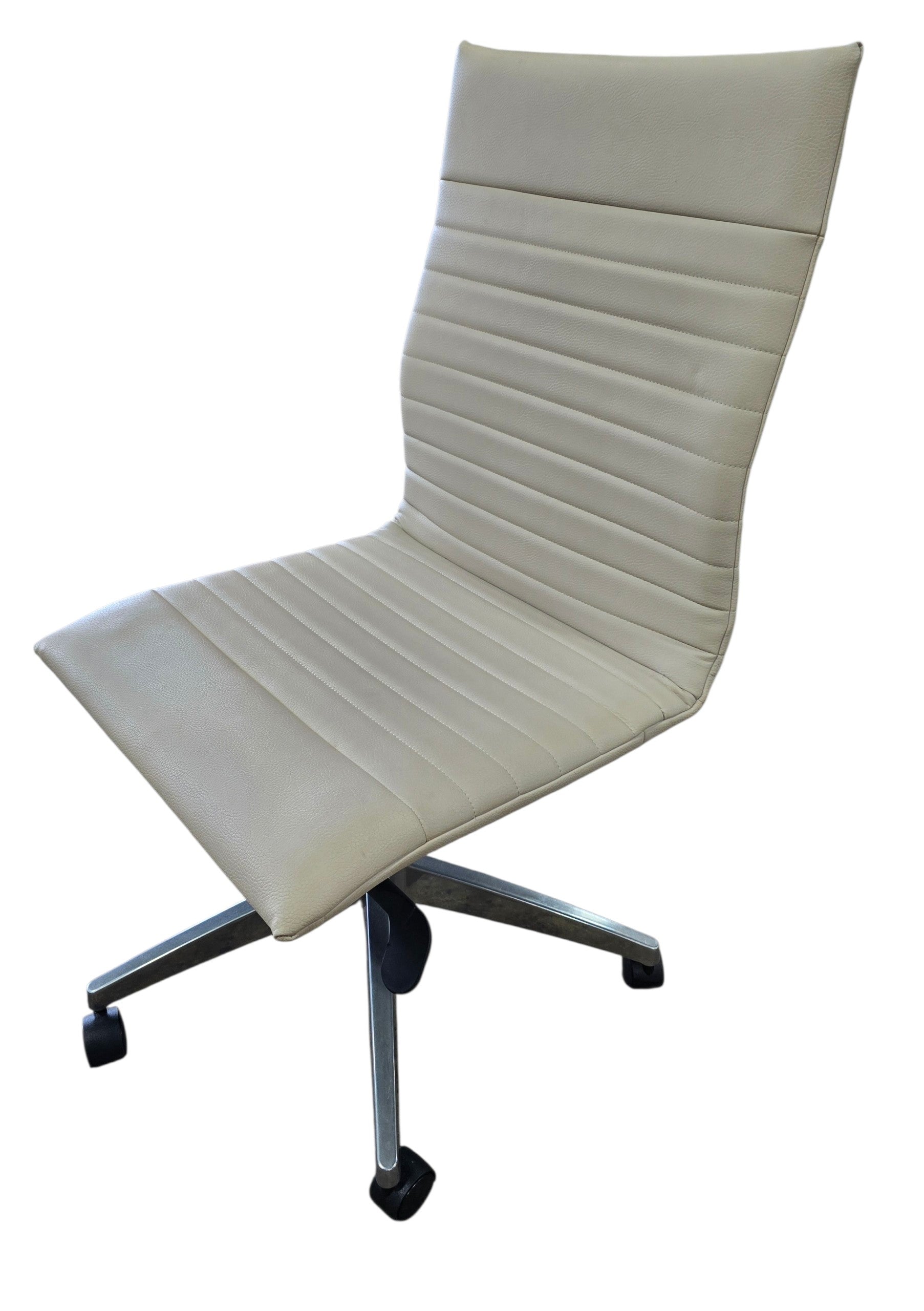 White Faux Leather Rolling Office Chair
