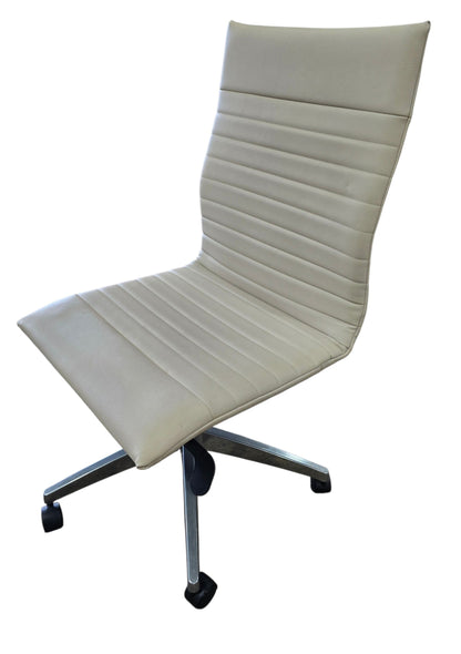 White Faux Leather Rolling Office Chair
