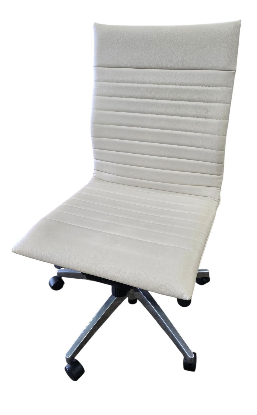 Cream Faux Leather Rolling Office Chair