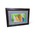 Framed coastal photograph of colorful surfboards with green background and dark wood-look frame