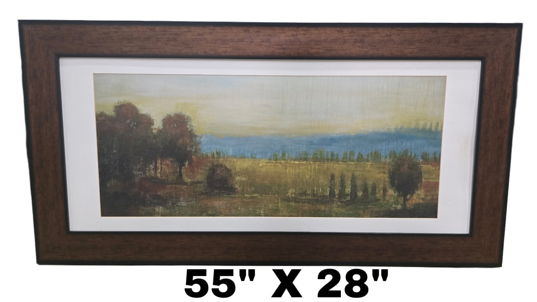 Golden Meadow 55x28\" rustic frame wall art – pre-owned hotel furniture liquidation Cartersville GA