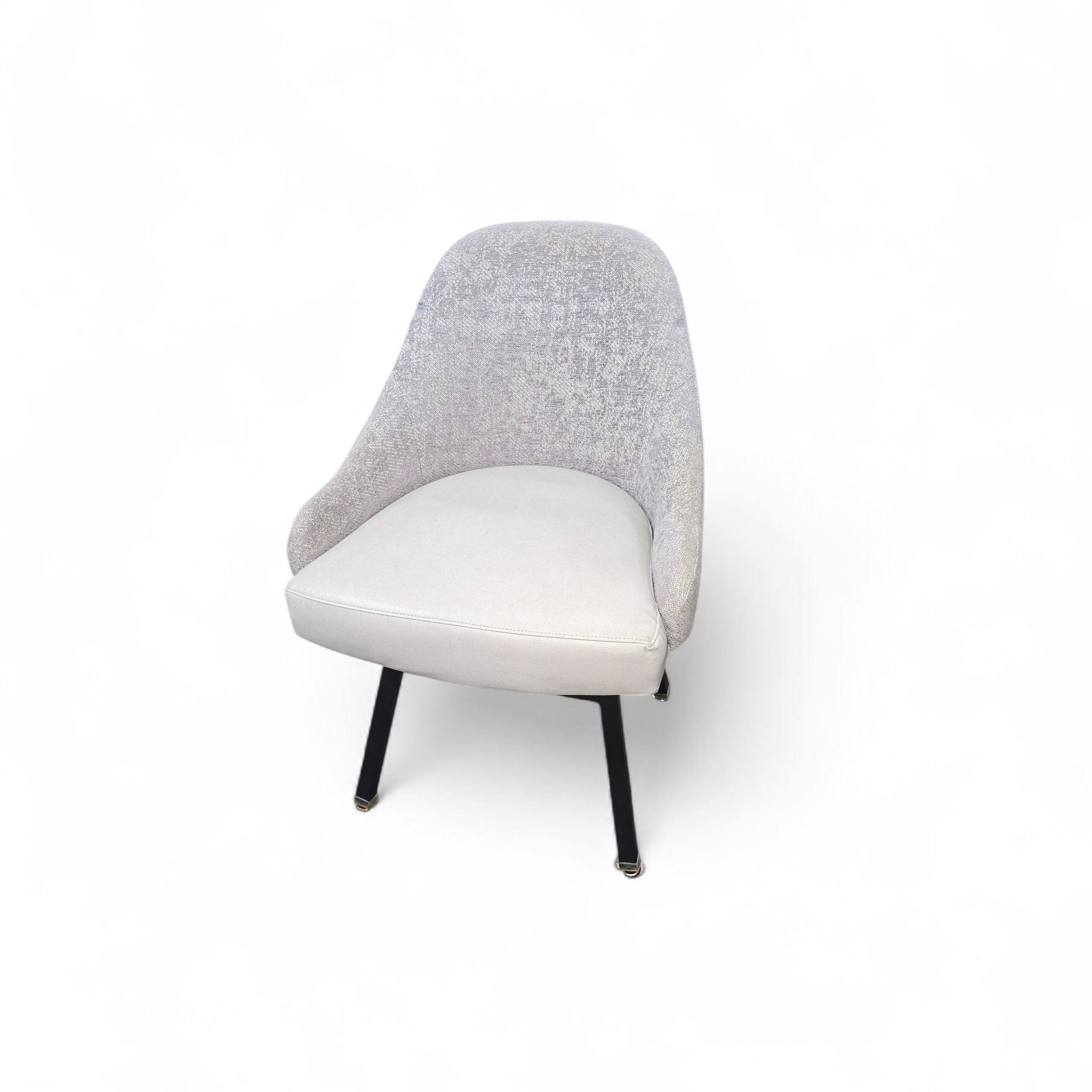 Front view of gray swivel dining chair used from SHL in good condition