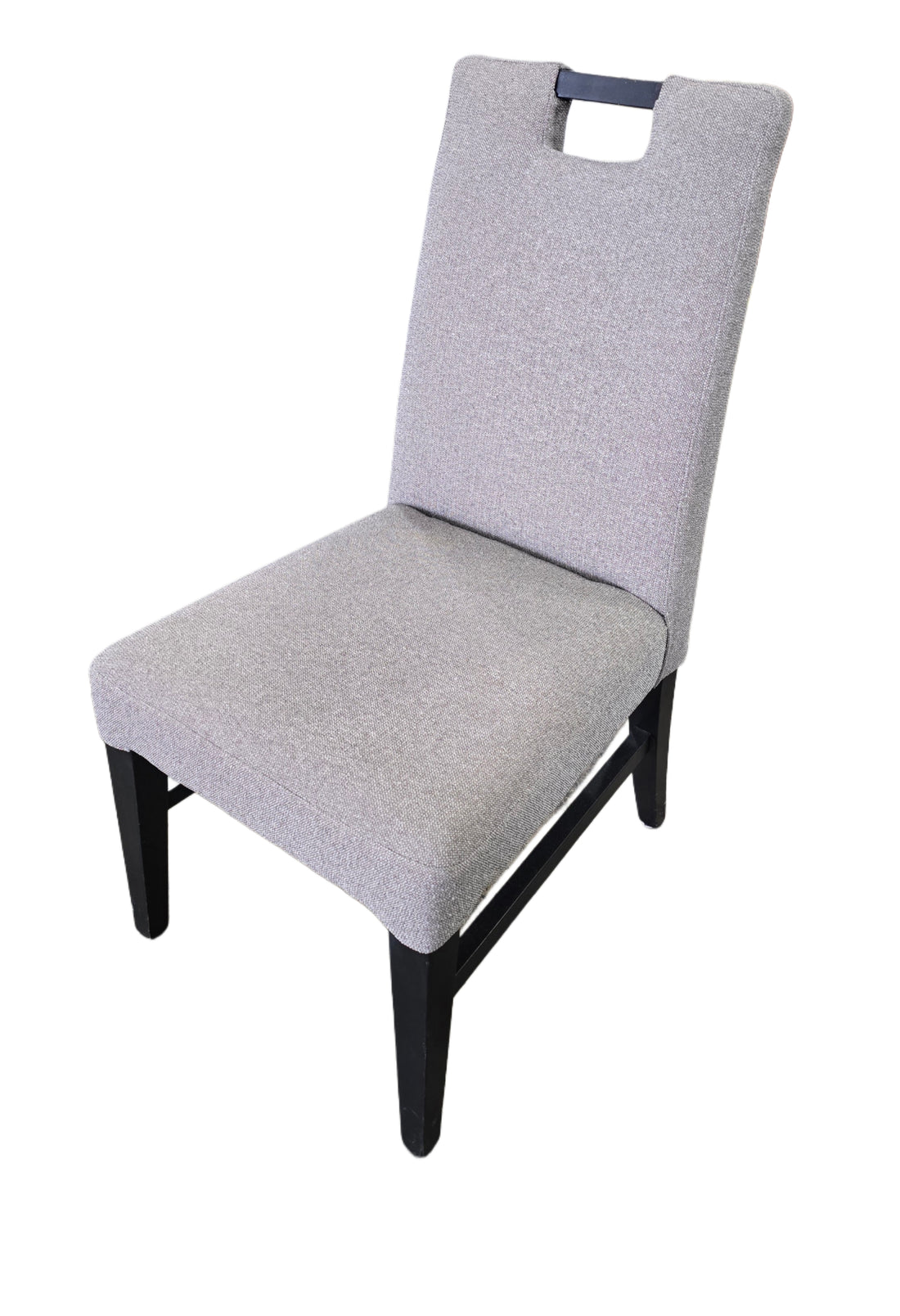 Used grey wooden chair with black legs – hotel furniture liquidation