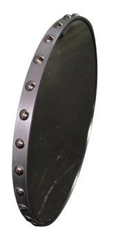 Pre-owned 28 inch round silver mirror from hotel liquidation, available at SHL Cartersville GA near Atlanta