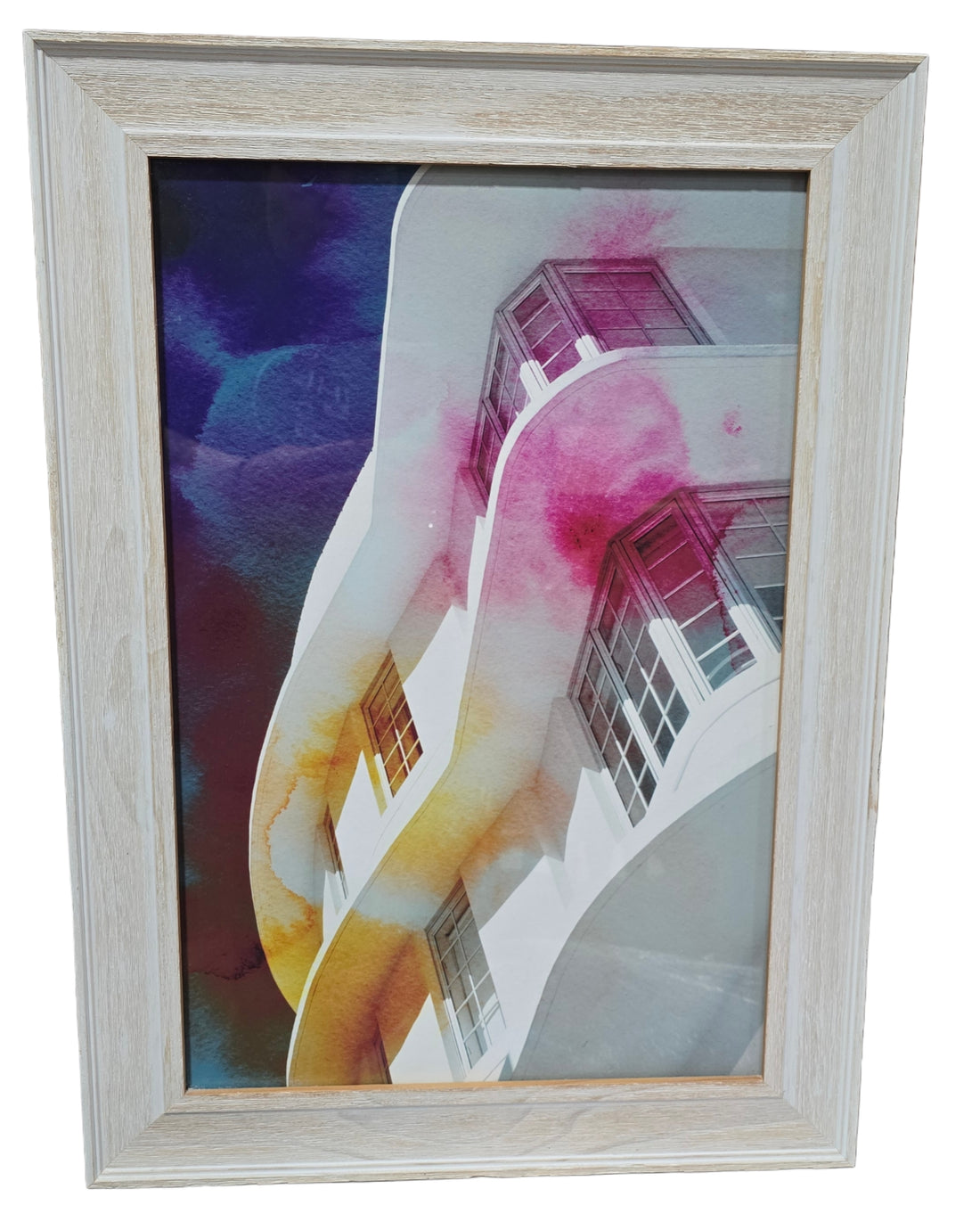 Abstract Miami hotel artwork, 15.5W x 21.5H, from hotel liquidation at Southern Hospitality Liquidation Cartersville GA