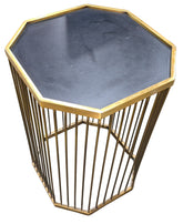 "Affordable hotel accent table – golden octagon metal side table 19x19x27 Cartersville GA