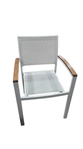 Janus patio chair in white, 22.25 x 18.75 with 17.5 seat height, available at Southern Hospitality Liquidation Cartersville GA