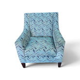 Kellex aqua blue and navy geometric patterned upholstered accent chair