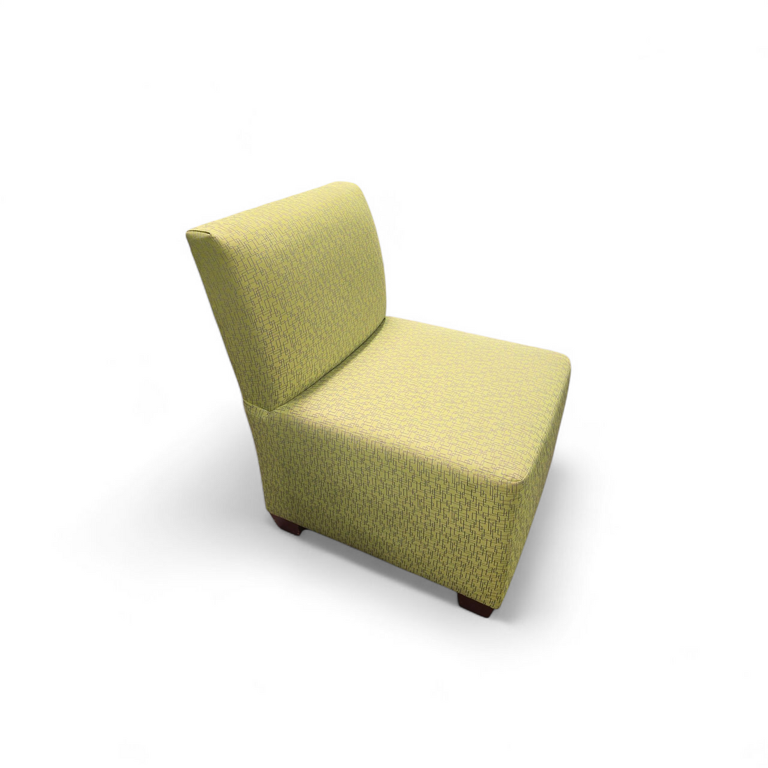 Side angle of lime green slipper chair used from SHL, stylish and comfortable