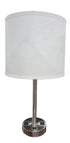 Metal candlestick lamp with two power outlets, available from Southern Hospitality Liquidation Cartersville GA.