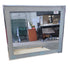 Modern frosted glass frame mirror, 42W x 36H, pre-owned hotel liquidation décor from SHL Cartersville GA.