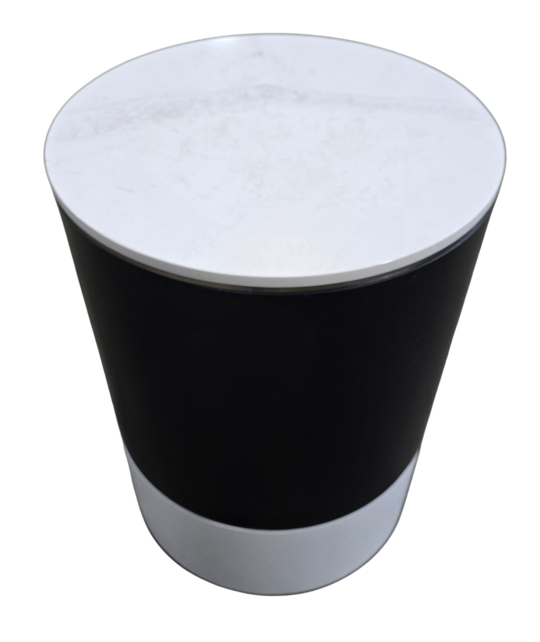 Modern granite top side table, 20 inch diameter, 27.5 inches high, available from SHL Cartersville GA