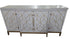 67 inch modern buffet cabinet in light blue with gold accents, available at Southern Hospitality Liquidation in Cartersville GA