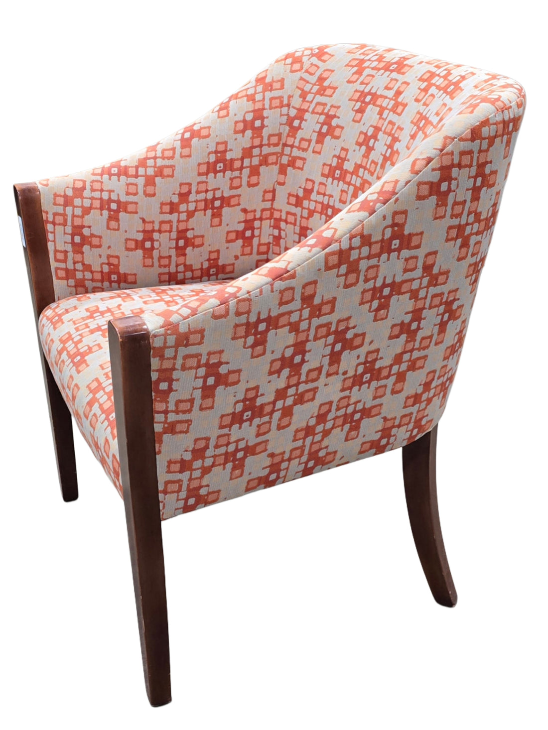 Side view of orange and beige bucket chair showing two-tone design, resort furniture from SHL