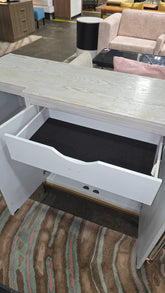 Pre-owned modern light blue buffet with gold accents from hotel liquidation, available at SHL Cartersville GA