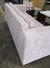 Queen sleeper sofa in blush pink upholstery, 80W x 36D, available from SHL Cartersville GA near Atlanta