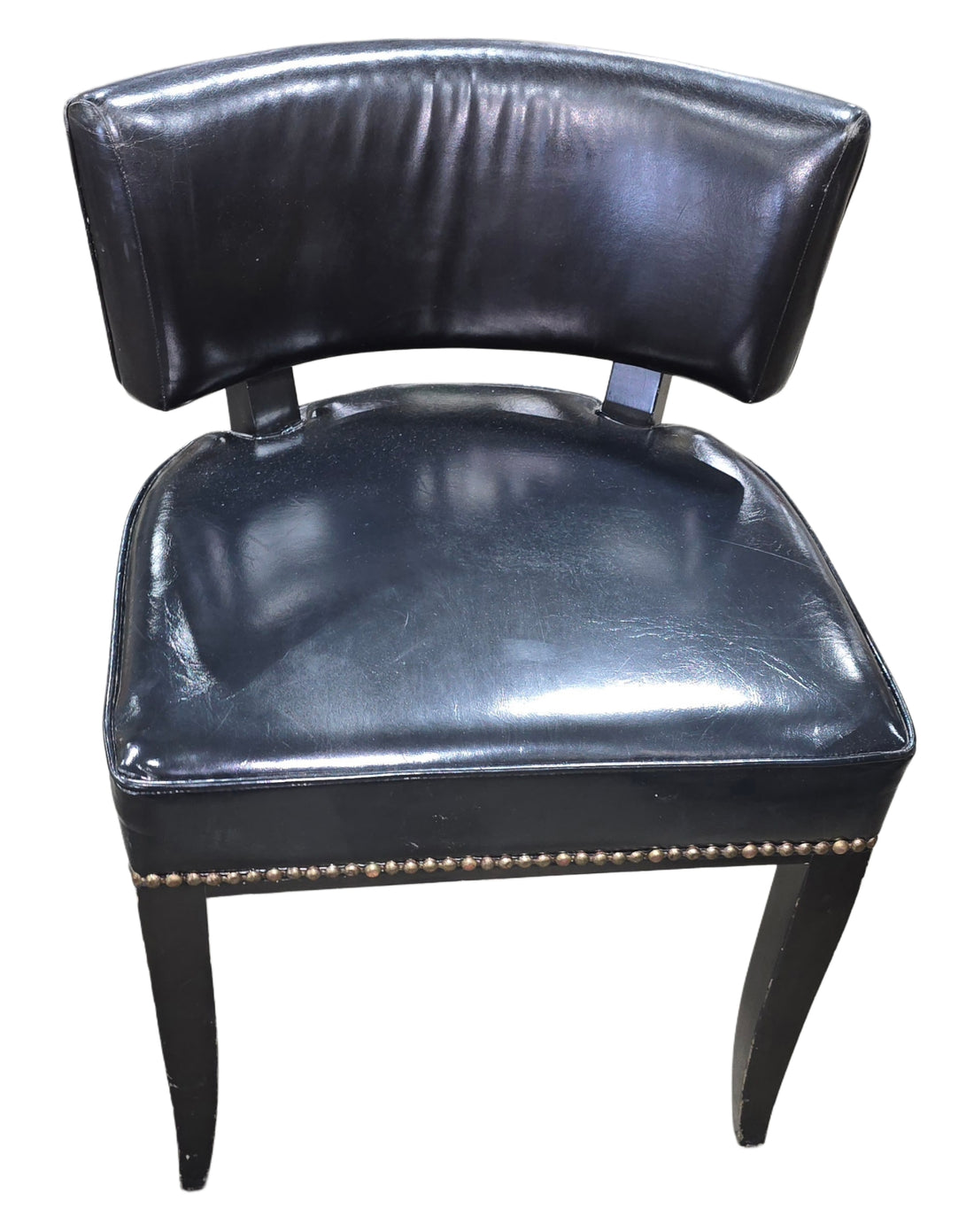 Ralph Lauren replica black leather chair with nail head trim, available at Southern Hospitality Liquidation in Cartersville GA