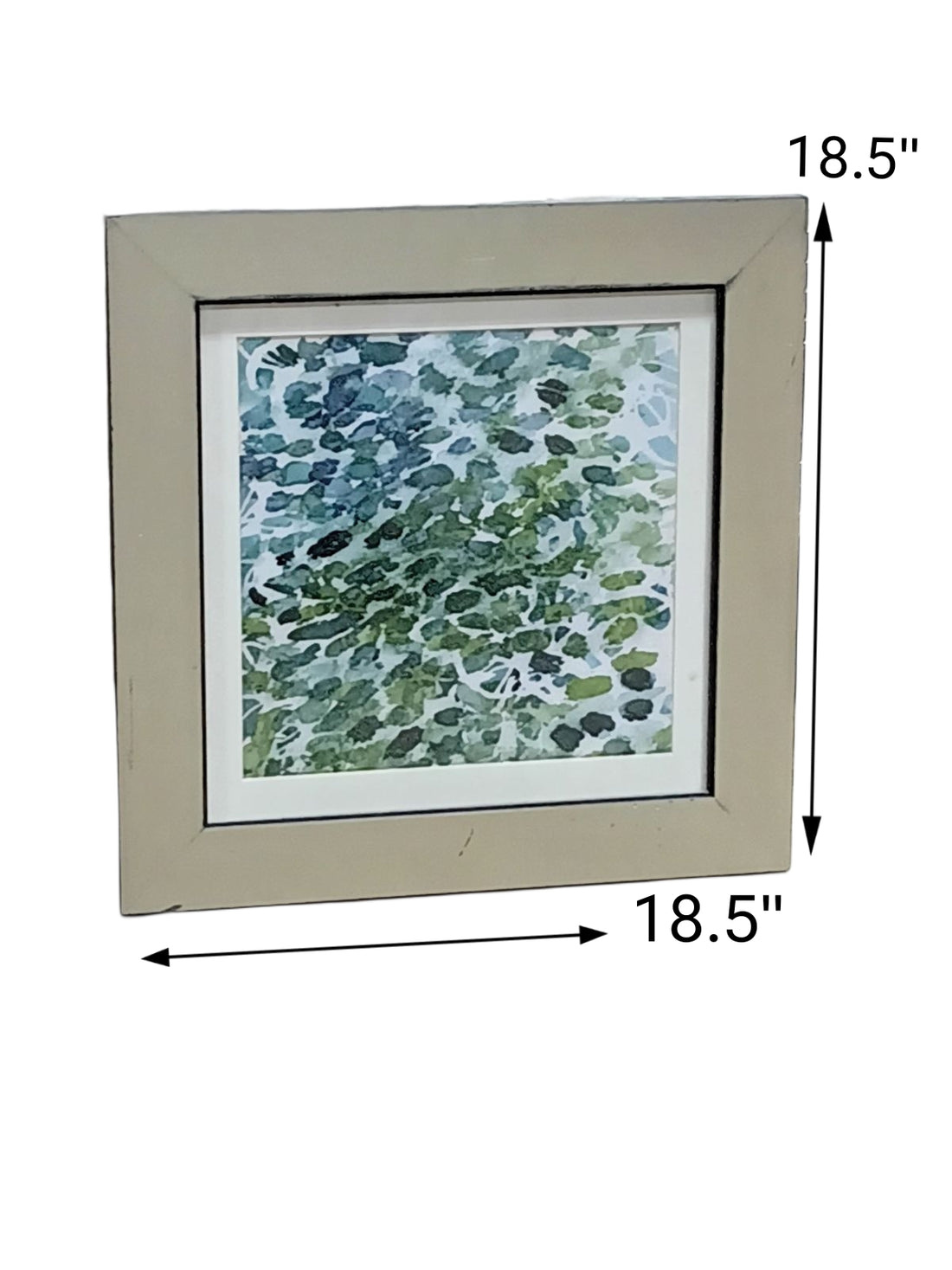 18.5 X 18.5 Green &amp; Blue Speck Art with Silver Frame