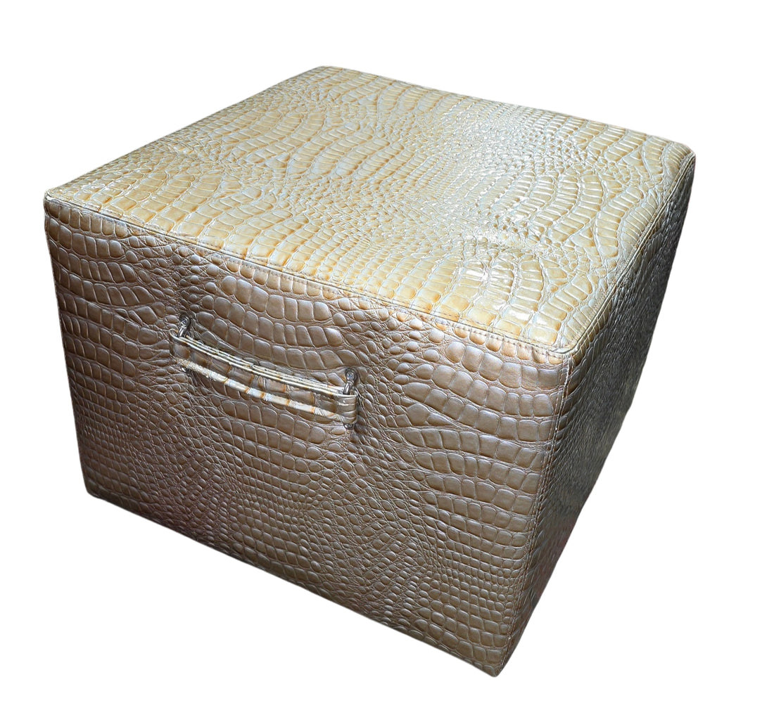 Faux Alligator Ottoman