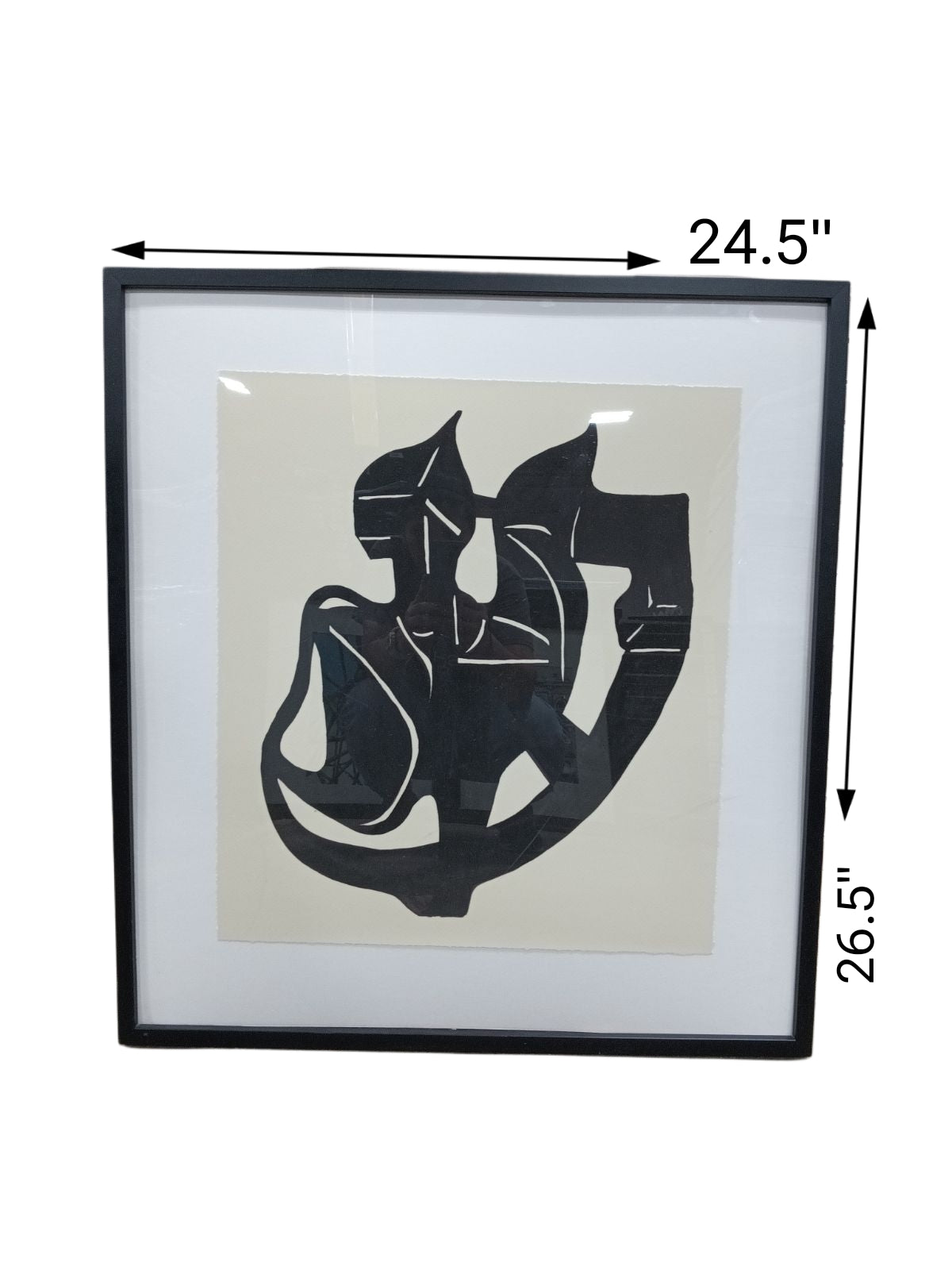 24.5 X 26.5 Black Abstract Art with Black Frame