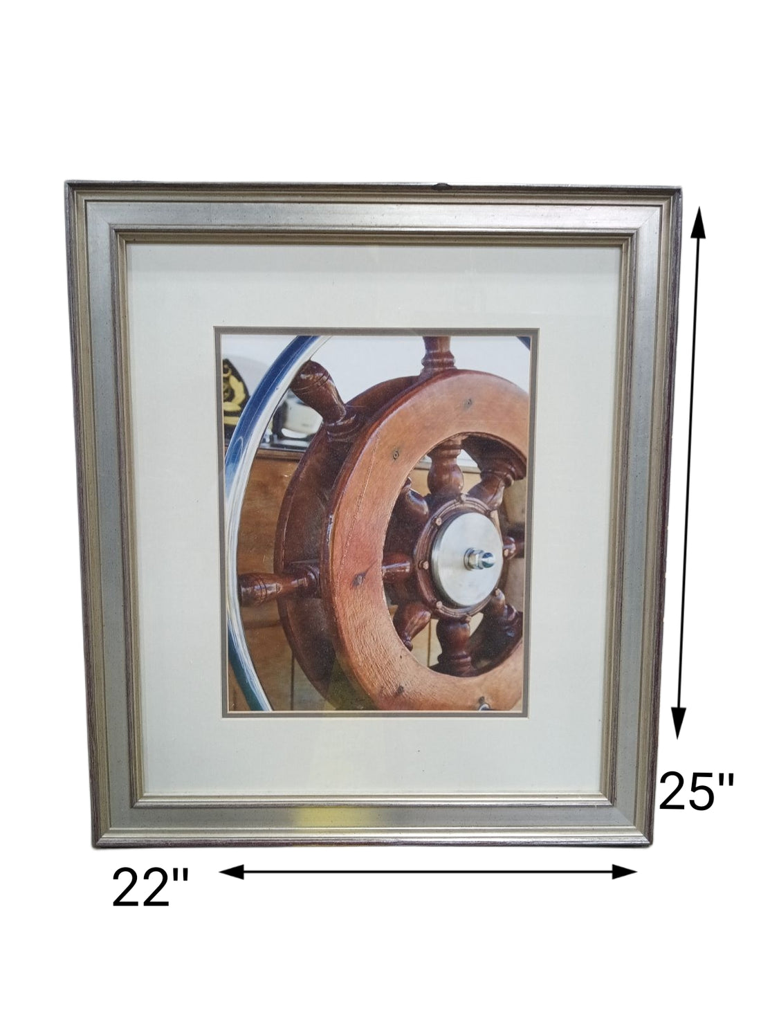 22 X 25 Nautical Captains Wheel Art with Silver Frame