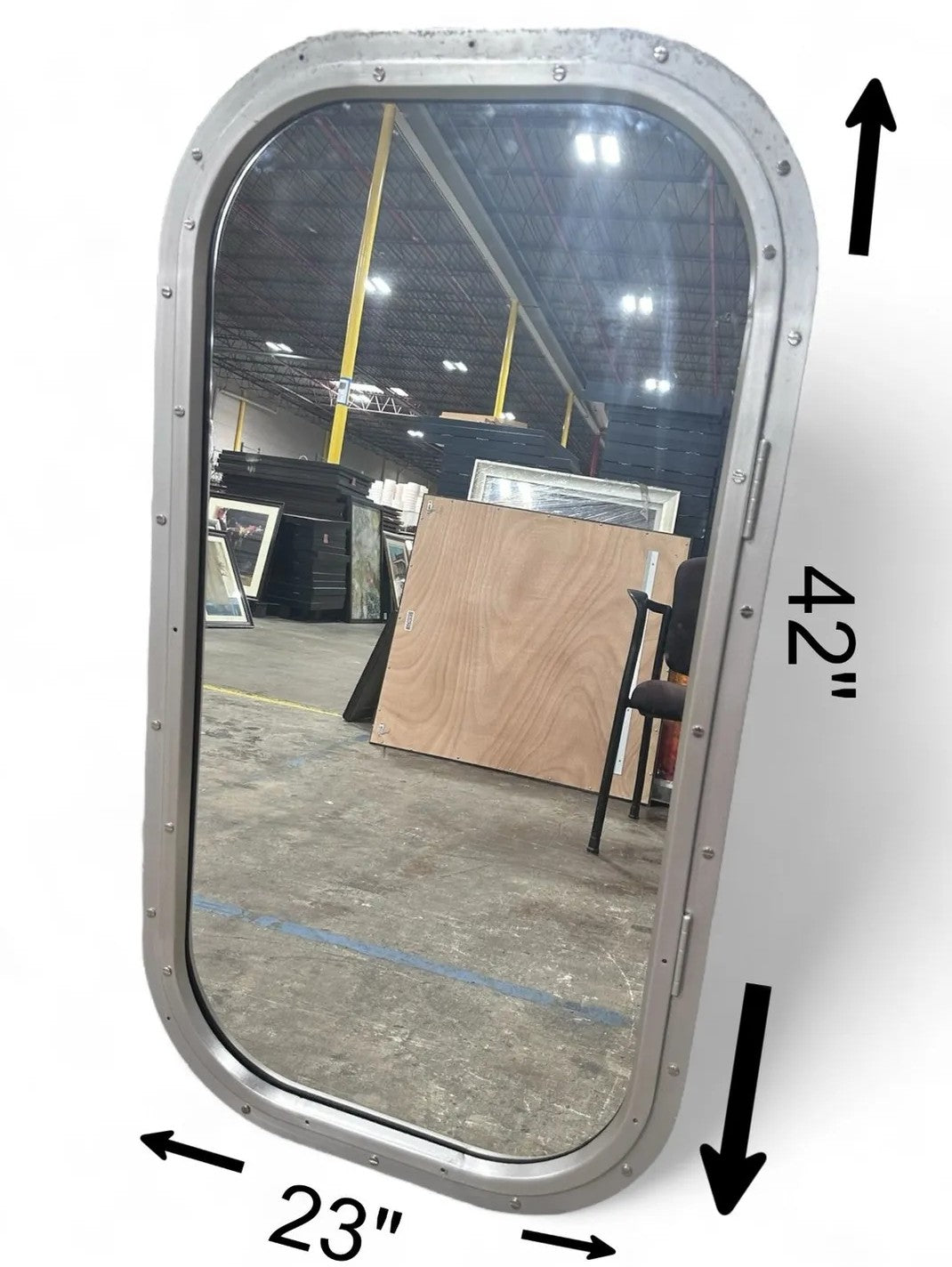 42 X 23 Silver Industrial Mirror