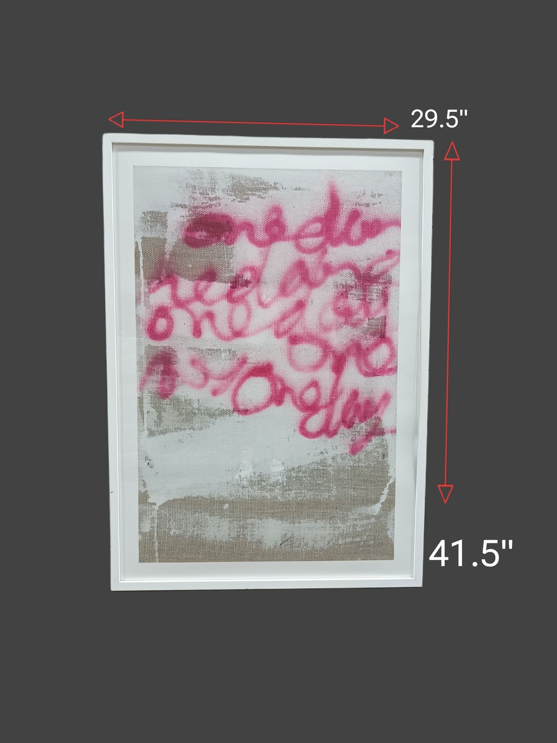 29.5 X 41.5 Pink Graffiti Art with White Frame