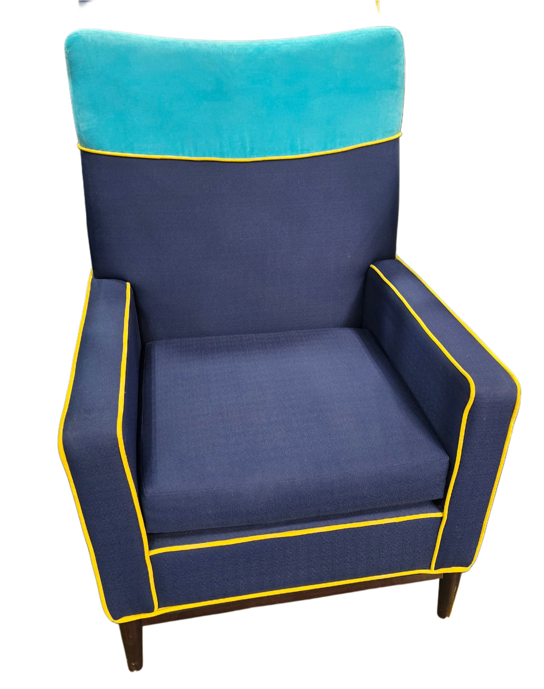 High Back Blue Accent Chair