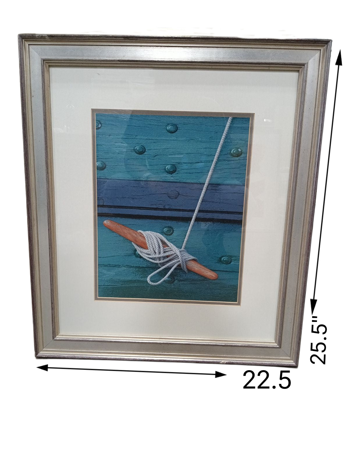 22.5 X 25.5 Nautical Boat Cleat with Silver Frame