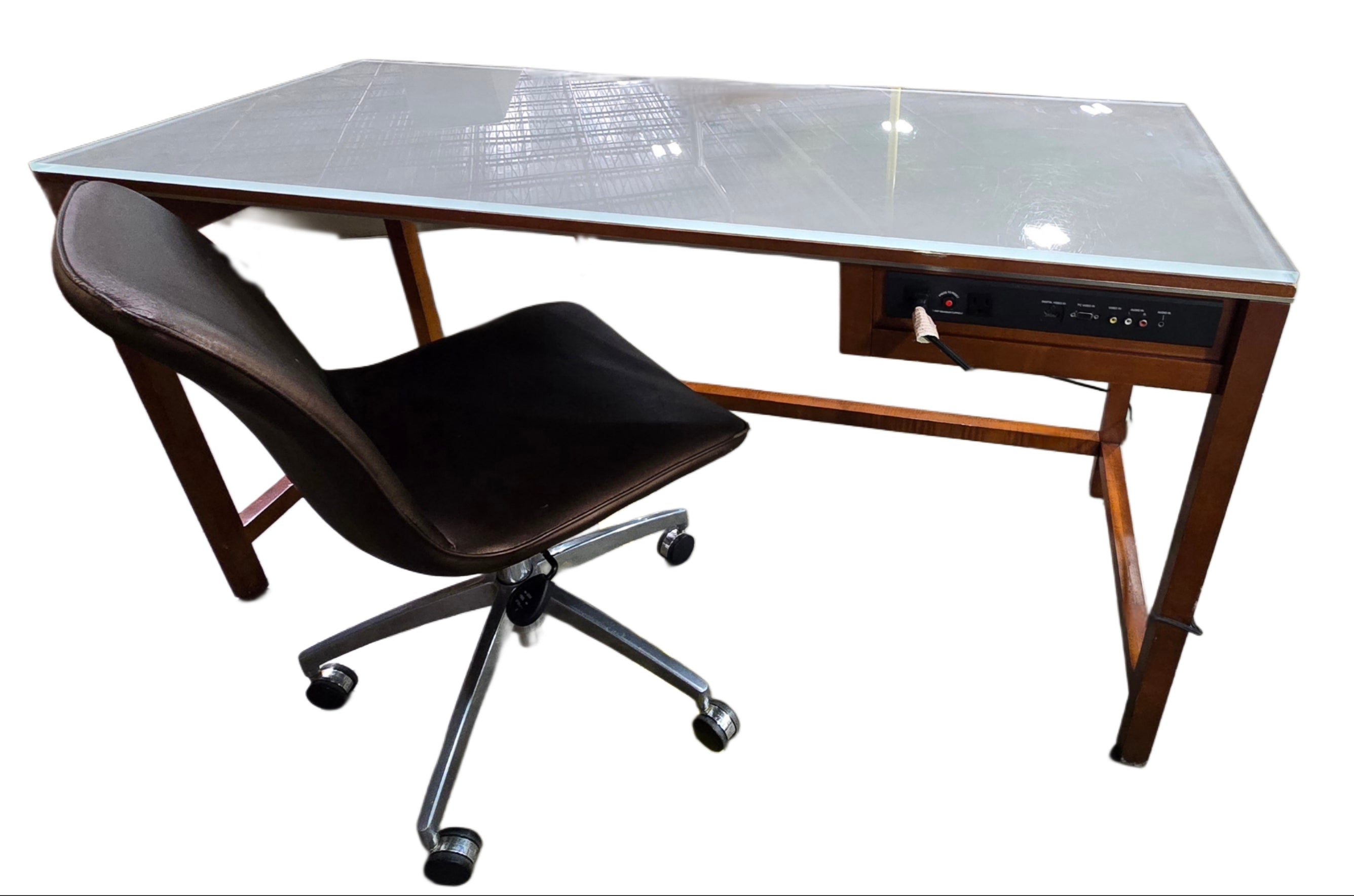 Glass Top Desk W/ Power Source